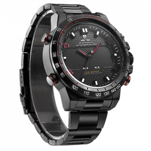 Ceas WEIDE, Quartz, Casual Sport, Rosu, Curea Metalica, WH6102B-2C