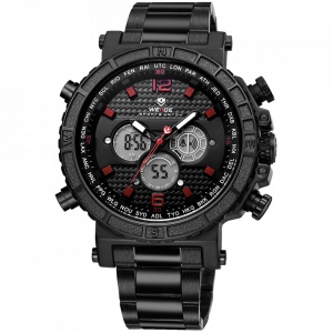 Ceas WEIDE, Quartz, Casual Sport, Rosu, Curea Metalica, WH6305B-2C