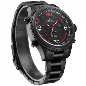 Ceas WEIDE, Quartz, Casual Sport, Rosu, Curea Metalica, WH6306B-2C