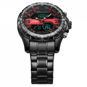 Ceas WEIDE, Quartz, Casual Sport, Rosu, Curea Metalica, WH8502B-2C