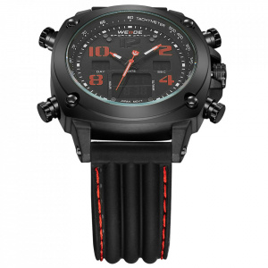 Ceas WEIDE, Quartz, Casual Sport, Rosu, Curea Silicon, WH5208B-2C