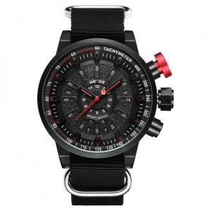 Ceas WEIDE, Quartz, Casual Sport, Rosu, Curea TextilWH7306B-2C