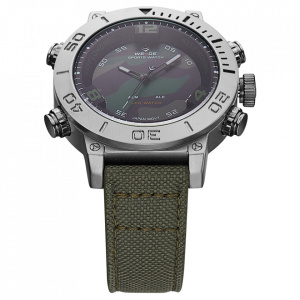 Ceas WEIDE, Quartz, Casual Sport, Verde, Curea Piele, WH6103-3C