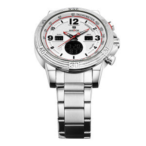Ceas WEIDE, Quartz, Casual Sport, Alb, Curea Metalica, WH6908-2C