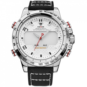 Ceas WEIDE, Quartz, Casual Sport, Alb, Curea Piele, WH6102-4C