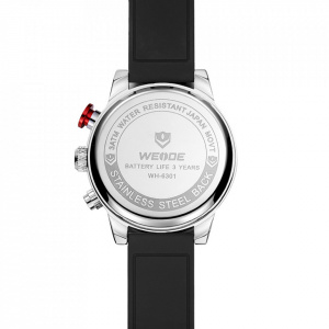 Ceas WEIDE, Quartz, Casual Sport, Alb, Curea Piele, WH6301-2C