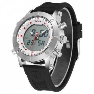 Ceas WEIDE, Quartz, Casual Sport, Alb, Curea Silicon, WH6309-2C