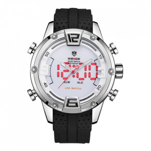 Ceas WEIDE, Quartz, Casual Sport, Alb, Curea Silicon, WH7301-2C
