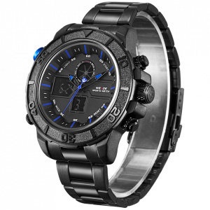 Ceas WEIDE, Quartz, Casual Sport, Albastru, Curea Metalica, WH6108B-4C