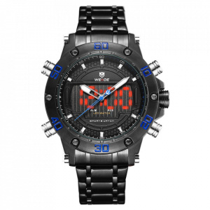 Ceas WEIDE, Quartz, Casual Sport, Albastru, Curea Metalica, WH6910B-4C