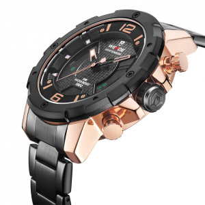 Ceas WEIDE, Quartz, Casual Sport, Auriu, Curea Metalica, WH8504B-3C