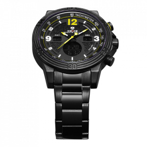 Ceas WEIDE, Quartz, Casual Sport, Galben, Curea Metalica, WH6908B-3C