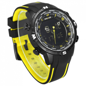 Ceas WEIDE, Quartz, Casual Sport, Galben, Curea Silicon, WH6310B-3C