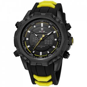 Ceas WEIDE, Quartz, Casual Sport, Galben, Curea Silicon, WH6406B-3C