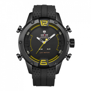 Ceas WEIDE, Quartz, Casual Sport, Galben, Curea Silicon, WH7301B-3C
