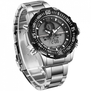 Ceas WEIDE, Quartz, Casual Sport, Negru, Curea Metalica, WH6105-1C