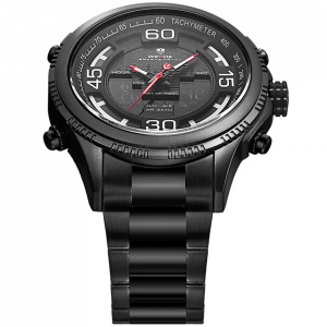 Ceas WEIDE, Quartz, Casual Sport, Negru, Curea Metalica, WH6306B-1C