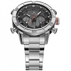Ceas WEIDE, Quartz, Casual Sport, Negru, Curea Metalica, WH6308-1C