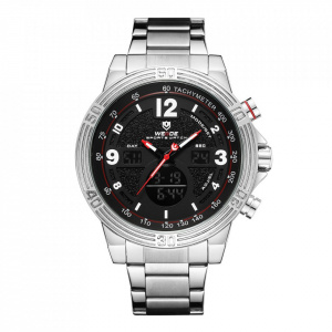 Ceas WEIDE, Quartz, Casual Sport, Negru, Curea Metalica, WH6908-1C