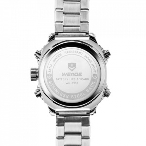Ceas WEIDE, Quartz, Casual Sport, Negru, Curea Metalica, WH7302-1C