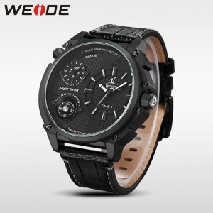 Ceas WEIDE, Quartz, Casual Sport, Negru, Curea Piele, UV1507B-1C