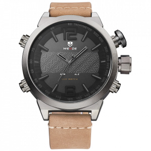 Ceas WEIDE, Quartz, Casual Sport, Negru, Curea Piele, WH6101-4C