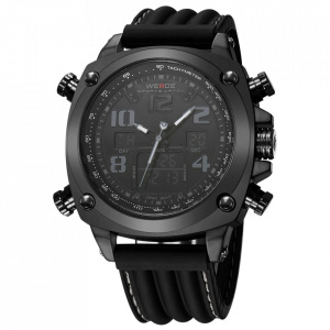 Ceas WEIDE, Quartz, Casual Sport, Negru, Curea Silicon, WH5208B-1C