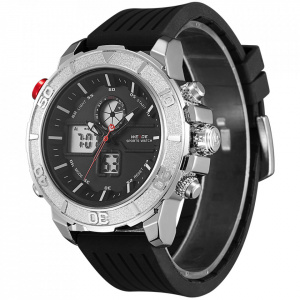 Ceas WEIDE, Quartz, Casual Sport, Negru, Curea Silicon, WH6108-3C
