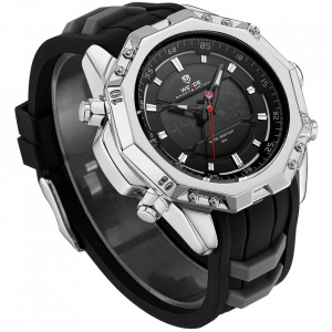 Ceas WEIDE, Quartz, Casual Sport, Negru, Curea Silicon, WH6406-1C