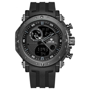Ceas WEIDE, Quartz, Casual Sport, Negru, Curea Silicon, WH6903-1C
