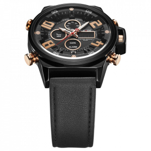 Ceas WEIDE, Quartz, Casual Sport, Orange, Curea Piele, WH7309B-2C