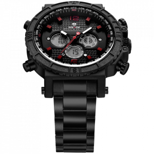 Ceas WEIDE, Quartz, Casual Sport, Rosu, Curea Metalica, WH6305B-2C