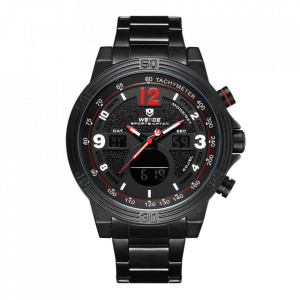 Ceas WEIDE, Quartz, Casual Sport, Rosu, Curea Metalica, WH6908B-2C