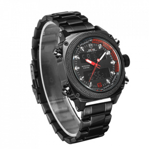Ceas WEIDE, Quartz, Casual Sport, Rosu, Curea Metalica, WH7302B-2C