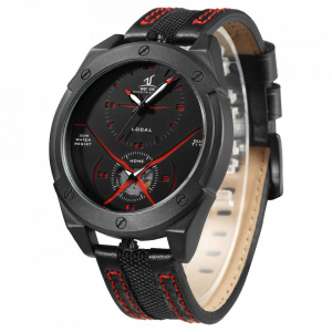 Ceas WEIDE, Quartz, Casual Sport, Rosu, Curea Piele, UV1703-2C
