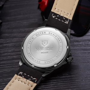 Ceas WEIDE, Quartz, Casual Sport, Rosu, Curea Piele, WD008-3C