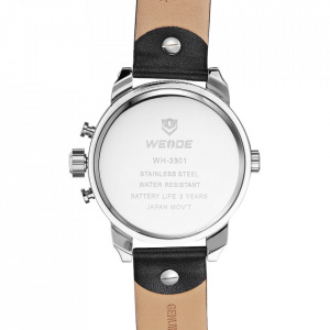Ceas WEIDE, Quartz, Casual Sport, Rosu, Curea Piele, WH3301-3C