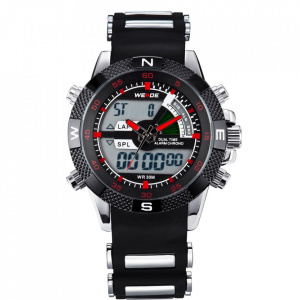 Ceas WEIDE, Quartz, Casual Sport, Rosu, Curea Silicon, WH1104-11C