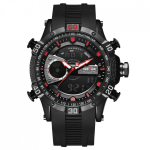 Ceas WEIDE, Quartz, Casual Sport, Rosu, Curea Silicon, WH6902B-7C