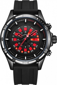 Ceas WEIDE, Quartz, Casual Sport, Rosu, Curea Silicon, WH7308B-2C