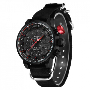 Ceas WEIDE, Quartz, Casual Sport, Rosu, Curea TextilWH7306B-2C