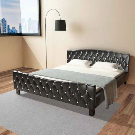 Cadru de pat din piele artificială 180 x 200 cm, negru