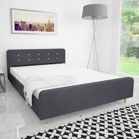 Cadru de pat, piele artificială, 140 x 200 cm, gri închis