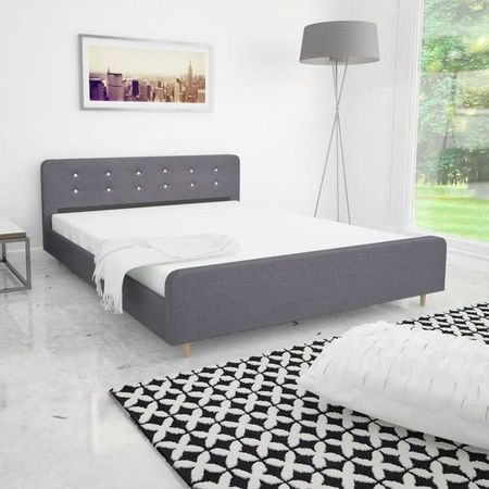 Cadru de pat piele artificială, 160 x 200 cm, gri deschis