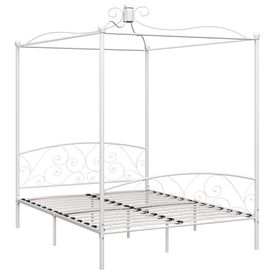 Cadru de pat cu baldachin, alb, 160 x 200 cm, metal
