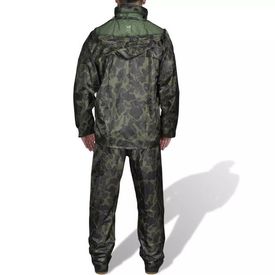 Costum ploaie bărbați 2 piese cu glugă Camuflaj XXL