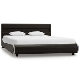Cadru de pat cu LED-uri, antracit, 160x200 cm, piele ecologică