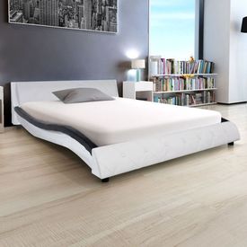Cadru de pat cu piele artificială 140 x 200 cm, negru și alb