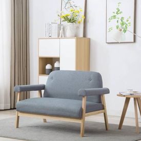 Canapea cu 2 locuri, material textil, gri deschis
