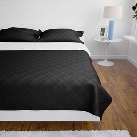 Cuvertură matlasată cu două fețe, 230 x 260 cm, negru/alb